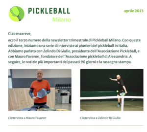 la newsletter di Pickleball Milano