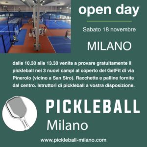 Open day pickleball GetFit Milano 18/11/23