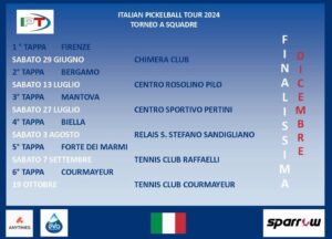 Italian Pickleball Tour 2024 agenda