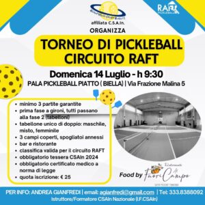 Torneo pickleball a Biella 14/07/24