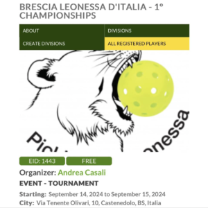 Torneo pickleball Brescia 14:9:24