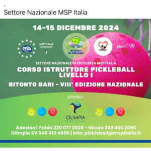 corso istruttori pickleball Bitonto