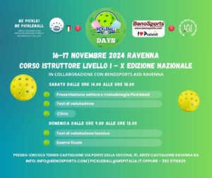 corso istruttore pickleball ravenna novembre 2024