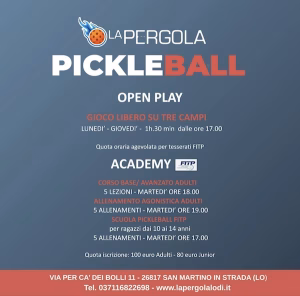 Il programma pickleball alla Pergola di Lodi